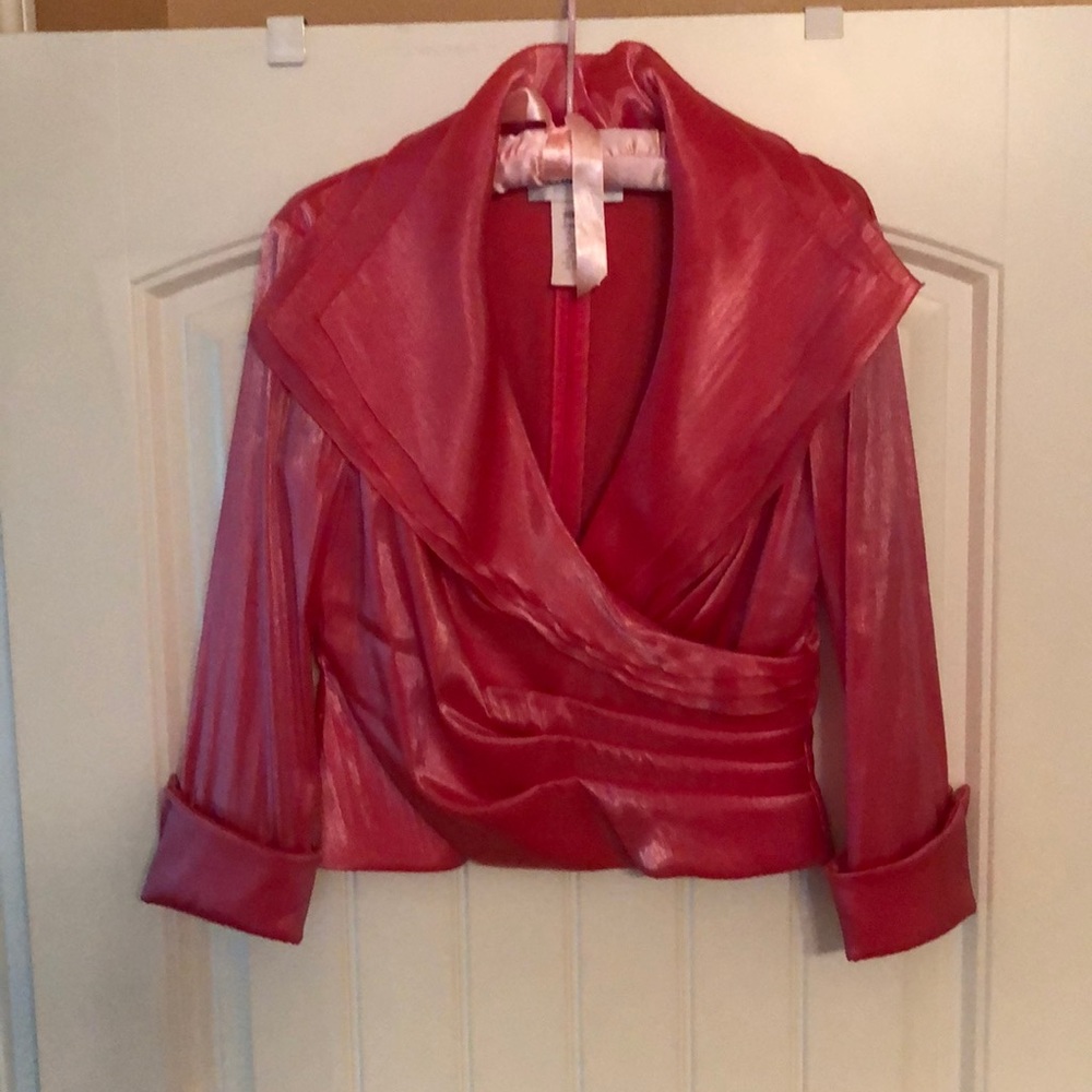 Elegant dressy blouse, color is fuchsia pink.